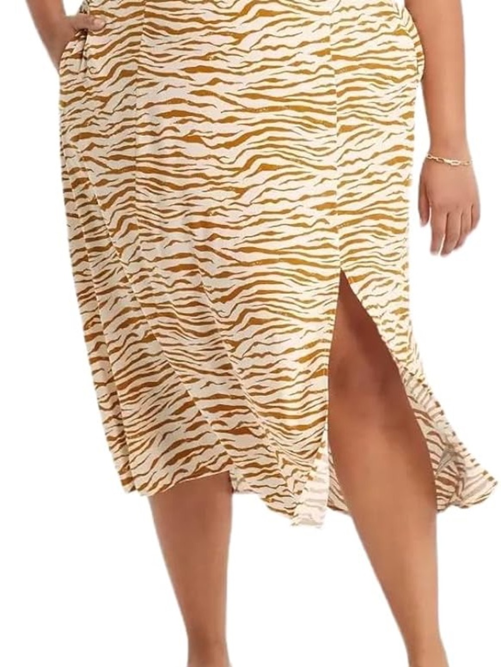 Ava & Viv Zebra Print Midi Skirt with Slit